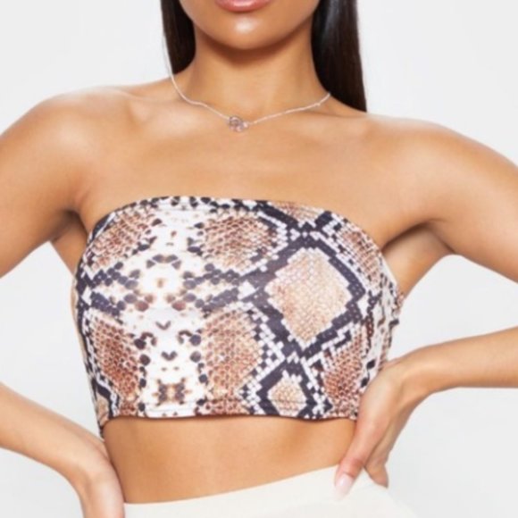 PrettyLittleThing Tops - ⭐️$5 SALE⭐️ PrettyLittleThing I Snake Print Bandeau Crop Tube